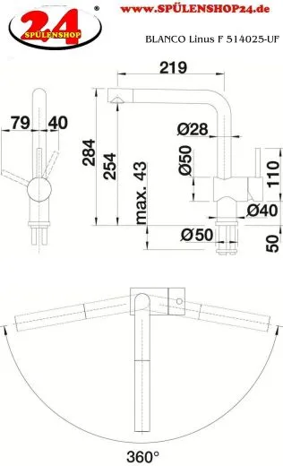 BLANCO Kchenarmatur Linus-F Chrom Einhebelmischer mit Festauslauf 360 schwenkbarer Auslauf Vorfenstermontage