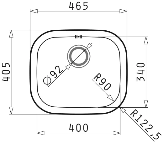PYRAMIS Kchensple Kiba Square (46,5x40,5) 1B Edelstahlsple / Einbausple Siebkorb als Stopfenventil