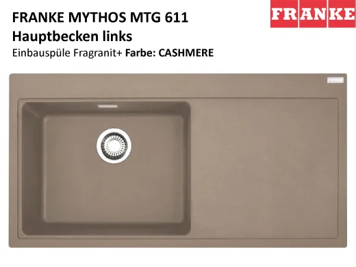 FRANKE Kchensple Mythos MTG 611 Fragranit+ Einbausple / Granitsple mit Siebkorb als Druckknopfventil