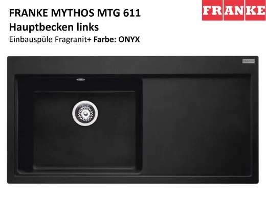 FRANKE Kchensple Mythos MTG 611 Fragranit+ Einbausple / Granitsple mit Siebkorb als Druckknopfventil