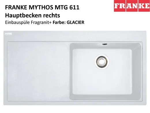 FRANKE Kchensple Mythos MTG 611 Fragranit+ Einbausple / Granitsple mit Siebkorb als Druckknopfventil