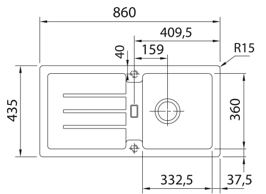 FRANKE Kchensple Strata STG 614 Fragranit+ Einbausple / Granitsple mit Siebkorb als Stopfen- oder Drehknopfventil