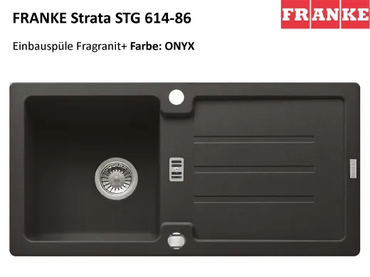 FRANKE Kchensple Strata STG 614 Fragranit+ Einbausple / Granitsple mit Siebkorb als Stopfen- oder Drehknopfventil