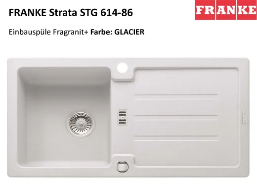 FRANKE Kchensple Strata STG 614 Fragranit+ Einbausple / Granitsple mit Siebkorb als Stopfen- oder Drehknopfventil