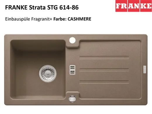 FRANKE Kchensple Strata STG 614 Fragranit+ Einbausple / Granitsple mit Siebkorb als Stopfen- oder Drehknopfventil