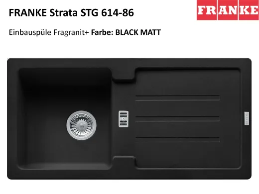FRANKE Kchensple Strata STG 614 Fragranit+ Einbausple / Granitsple mit Siebkorb als Stopfen- oder Drehknopfventil