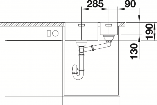 BLANCO Kchensple Andano 340/180-IF Edelstahlsple / Einbausple Flachrand mit Ablaufsystem InFino und Handbettigung