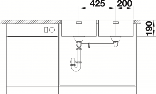 BLANCO Kchensple Andano 400/400-IF Edelstahlsple / Doppelbecken Flachrand mit Ablaufsystem InFino und Handbettigung