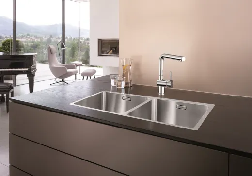 BLANCO Kchensple Andano 400/400-IF Edelstahlsple / Doppelbecken Flachrand mit Ablaufsystem InFino und Handbettigung