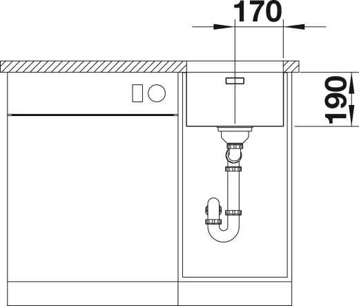 BLANCO Kchensple Andano 340-U Edelstahlsple / Unterbaubecken mit Ablaufsystem InFino und Handbettigung