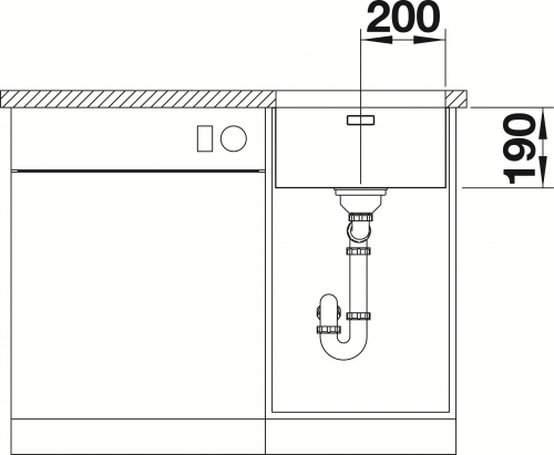 BLANCO Kchensple Andano 400-U Edelstahlsple / Unterbaubecken mit Ablaufsystem InFino und Handbettigung
