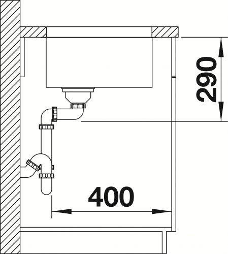 BLANCO Kchensple Andano 400-U Edelstahlsple / Unterbaubecken mit Ablaufsystem InFino und Handbettigung