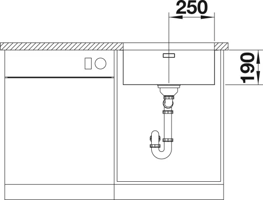 BLANCO Kchensple Andano 500-U Edelstahlsple / Unterbaubecken mit Ablaufsystem InFino und Handbettigung