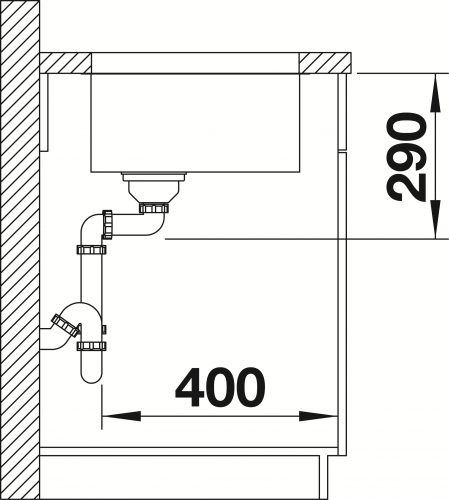 BLANCO Kchensple Andano 500-U Edelstahlsple / Unterbaubecken mit Ablaufsystem InFino und Handbettigung