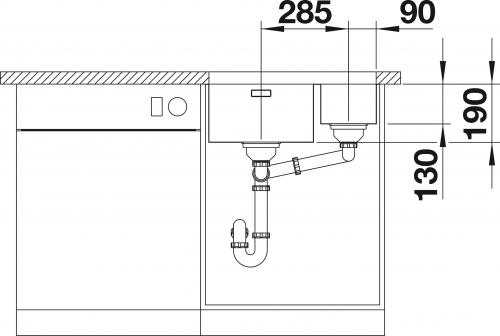 BLANCO Kchensple Andano 340/180-U Edelstahlsple / Unterbaubecken mit Ablaufsystem InFino und Handbettigung