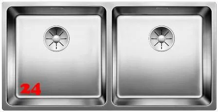 BLANCO Doppelsple Andano 400/400-U Edelstahlsple / Unterbaubecken mit Ablaufsystem InFino und Handbettigung