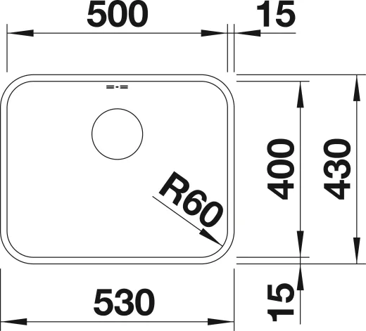 BLANCO Kchensple Supra 500-U Edelstahlsple / Unterbaubecken mit Siebkorb als Stopfenventil und Handbettigung