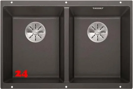 BLANCO Subline 350/350-U Silgranit PuraDurII Granitsple / Unterbaubecken Ablaufsystem InFino mit Handbettigung