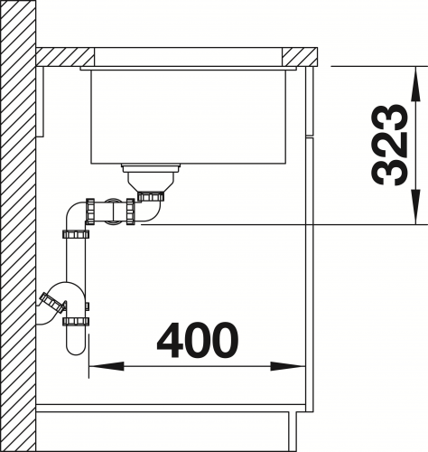 BLANCO Subline 350/350-U Silgranit PuraDurII Granitsple / Unterbaubecken Ablaufsystem InFino mit Handbettigung