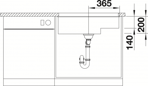BLANCO Subline 700-U Level Silgranit PuraDurII Granitsple / Unterbaubecken Ablaufsystem InFino mit Handbettigung