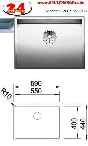 BLANCO Kchensple Claron 550-U Edelstahlsple / Unterbausple mit Ablaufsystem InFino und Handbettigung