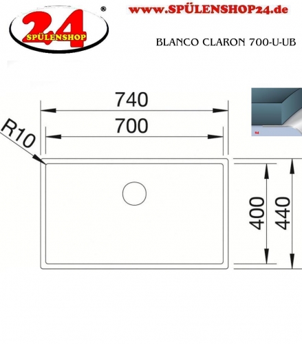BLANCO Kchensple Claron 700-U Edelstahlsple / Unterbausple mit Ablaufsystem InFino und Handbettigung