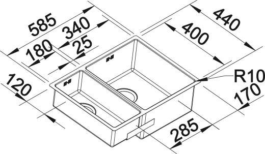 BLANCO Kchensple Claron 340/180-U Edelstahlsple / Unterbausple mit Ablaufsystem InFino und Handbettigung
