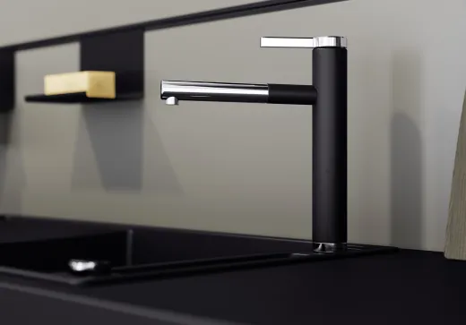 BLANCO Kchensple Linee-S Silgranit-Look Einhebelmischer mit Zugauslauf 130 schwenkbarer Auslauf