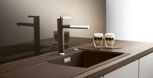 BLANCO Kchensple Linee-S Silgranit-Look Einhebelmischer mit Zugauslauf 130 schwenkbarer Auslauf