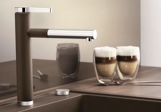 BLANCO Kchensple Linee-S Silgranit-Look Einhebelmischer mit Zugauslauf 130 schwenkbarer Auslauf