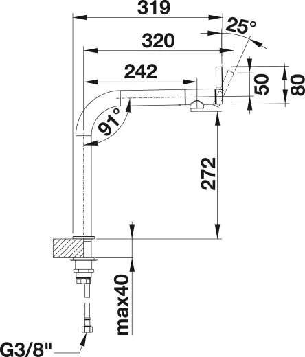 BLANCO Kchenarmatur Vonda Edelstahl gebrstet Einhebelmischer mit Festauslauf 200 schwenkbarer Auslauf