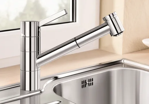 ✅ BLANCO Kchenarmatur Tivo-S-F Chrom Einhebelmischer mit Zugauslauf 120 schwenkbarer Auslauf Vorfenstermontage