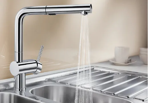 BLANCO Kchenarmatur Linus-S Vario Chrom Einhebelmischer mit Zugauslauf 140 schwenkbarer Auslauf Brause umstellbar