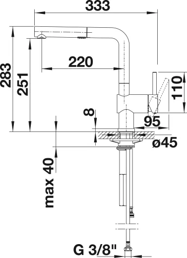 BLANCO Kchenarmatur Linus-S Vario Chrom Einhebelmischer mit Zugauslauf 140 schwenkbarer Auslauf Brause umstellbar