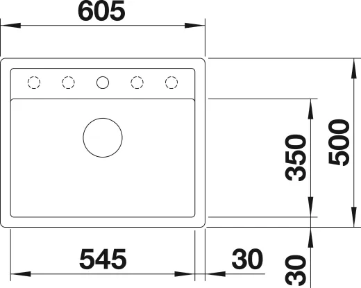 BLANCO Kchensple Dalago 6 F Silgranit PuraDurII Granitsple Flchenbndig mit Hahnlochbank und Drehknopfventil