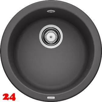 ❎ BLANCO Rundbecken Rondo Silgranit PuraDurII Granitsple / Einbausple mit Siebkorb als Stopfenventil