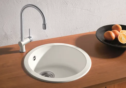 ❎ BLANCO Rundbecken Rondo Silgranit PuraDurII Granitsple / Einbausple mit Siebkorb als Stopfenventil