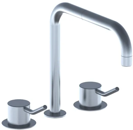 VOLA Kchenarmatur KV4-20 Chrom matt Spltischmischer / Dreilocharmatur mit Doppelschwenkauslauf