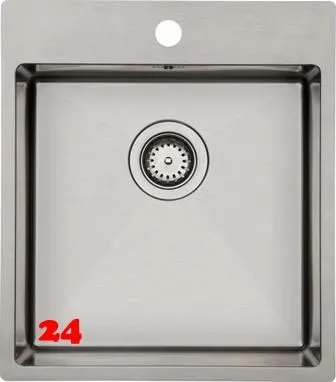 BERNUS Kchensple Cubus 440 SOFT Edelstahlsple Flachrand / Flchenbndig mit Hahnlochbank und Siebkorb als Stopfenventil