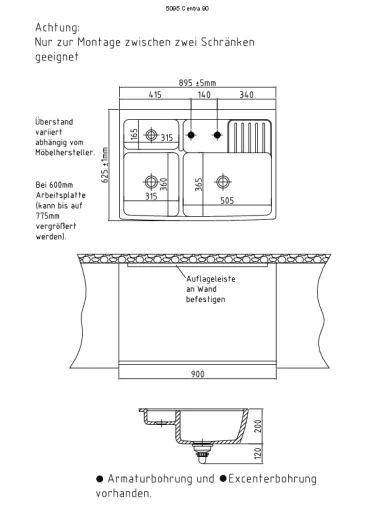 Systemceram KeraDomo CENTRA 90 PREMIUM Keramik Splmodul / Splstein in Sonderfarben Arbeitsplattentiefe 600mm