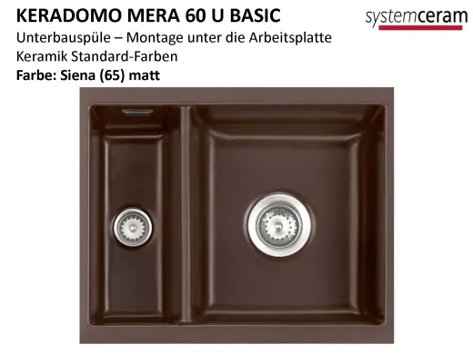 Systemceram KeraDomo MERA 60 U BASIC Keramiksp�le / Unterbausp�le in Standardfarben f�r die K�che