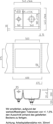 Systemceram KeraDomo MERA 60 U PREMIUM Keramiksple / Unterbausple in Sonderfarben fr die Kche