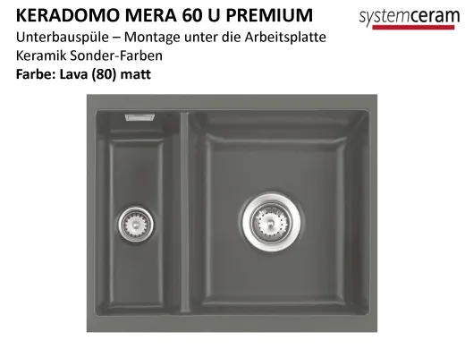 Systemceram KeraDomo MERA 60 U PREMIUM Keramiksp�le / Unterbausp�le in Sonderfarben f�r die K�che