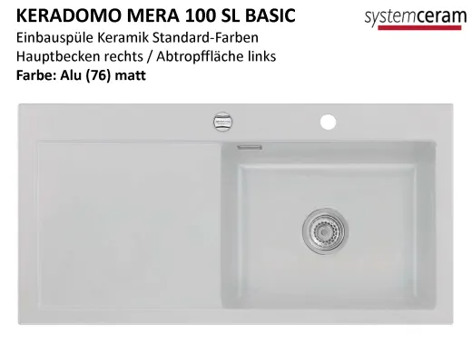 Systemceram KeraDomo MERA 100-SL-BASIC Keramiksple / Einbausple in Standardfarben fr die Kche