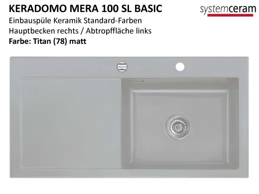 Systemceram KeraDomo MERA 100-SL-BASIC Keramiksple / Einbausple in Standardfarben fr die Kche