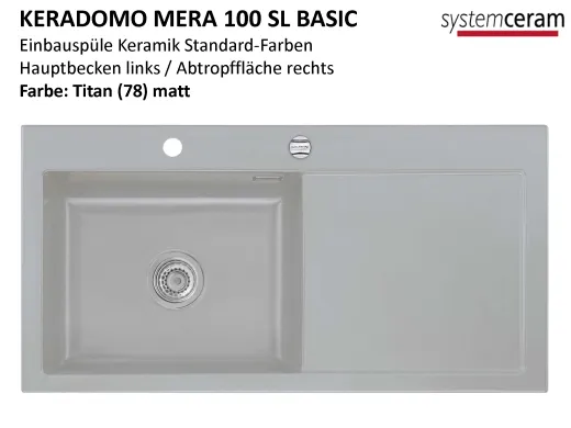 Systemceram KeraDomo MERA 100-SL-BASIC Keramiksple / Einbausple in Standardfarben fr die Kche