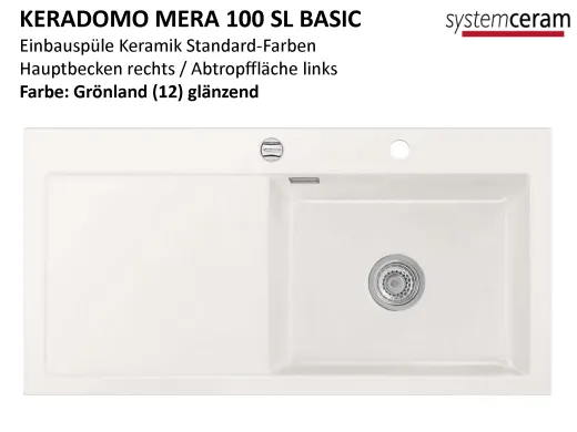 Systemceram KeraDomo MERA 100-SL-BASIC Keramiksple / Einbausple in Standardfarben fr die Kche