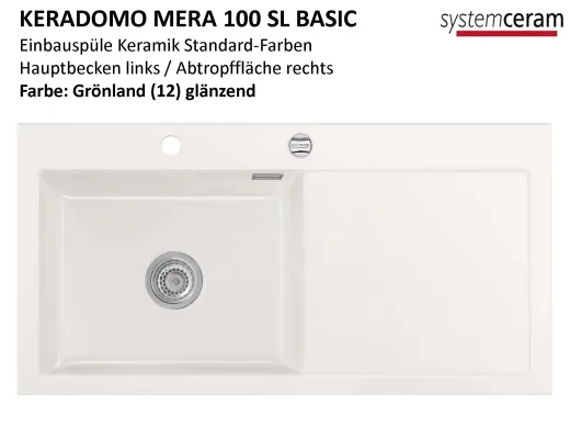 Systemceram KeraDomo MERA 100-SL-BASIC Keramiksple / Einbausple in Standardfarben fr die Kche