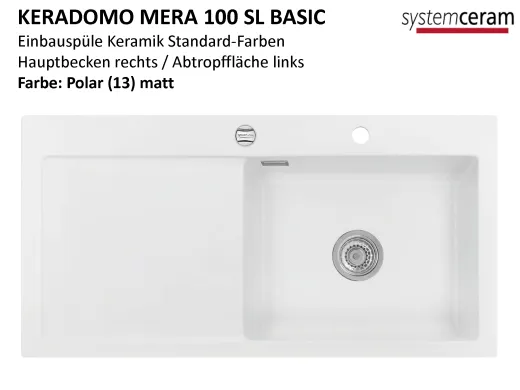 Systemceram KeraDomo MERA 100-SL-BASIC Keramiksple / Einbausple in Standardfarben fr die Kche