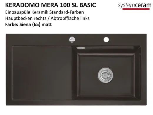 Systemceram KeraDomo MERA 100-SL-BASIC Keramiksple / Einbausple in Standardfarben fr die Kche